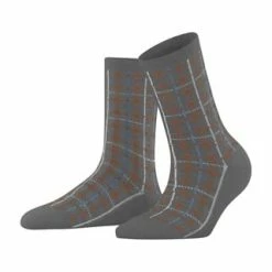 ESPRIT Kurzsocken, Geripptes Bündchen, Kariert, Für Damen 3070 DARK GREY