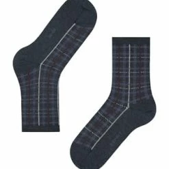 ESPRIT Kurzsocken, Geripptes Bündchen, Kariert, Für Damen 6127 NAVY MEL. -Galeria Geschäft unnamed file 86